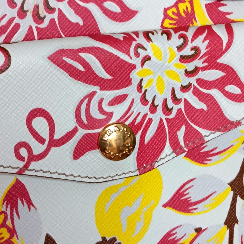 Prada RARE 💐 Large Floral Saffiano Lux Promenade Dome Sachel Bag - Picture 13 of 17
